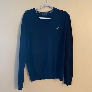 Express Men Long Sleeve Navy Blue Pullover  V Neck Sweater Size Large